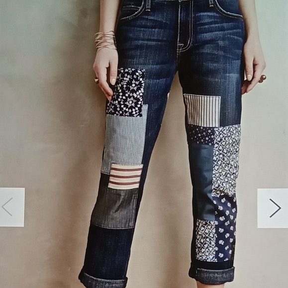 Current/Elliott Blue Patchwork Fling Jeans Made In USA Slim Womens 25 - Picture 1 of 11